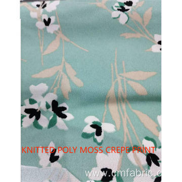 Knitted Polyester Spandex Crepe Printed Fabric